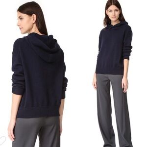 Vince Navy Cashmere Wool Oversized Cozy Hoodie Sweater
